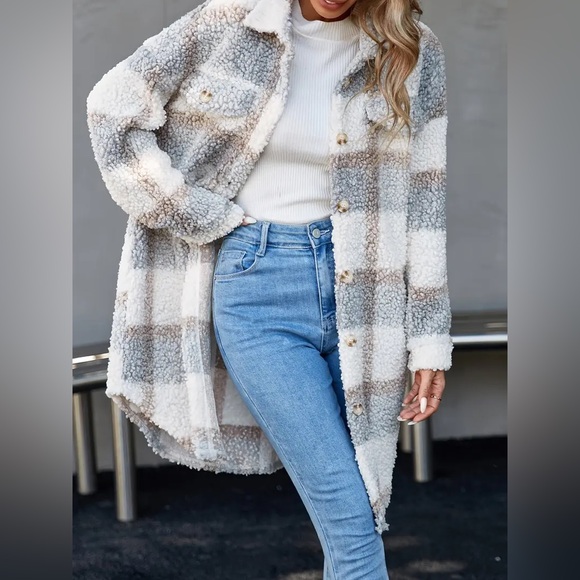 Jackets & Blazers - Cozy Plaid Sherpa Jacket